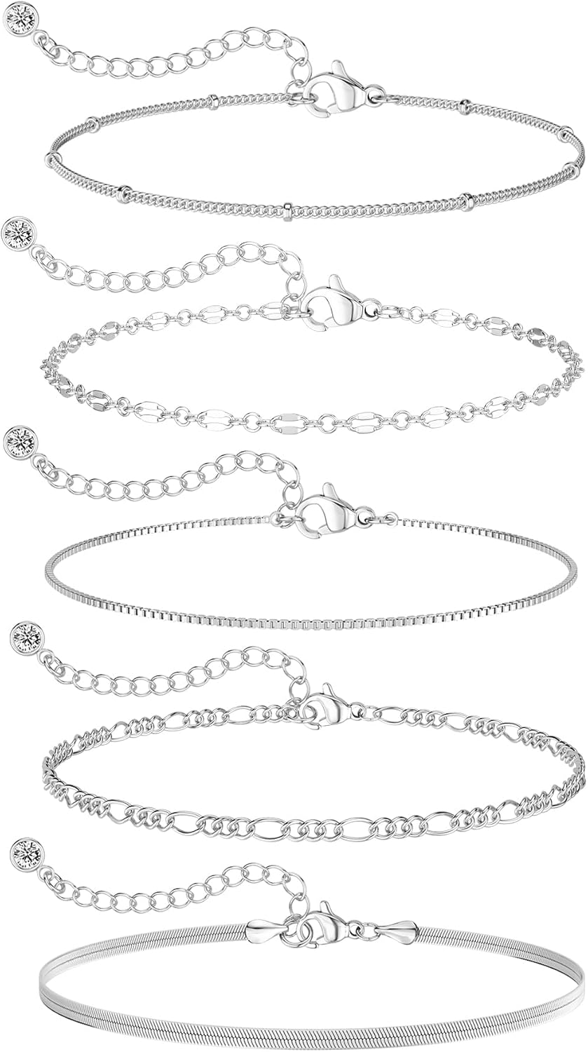 Pulseras de oro simples y delicadas para mujer, juego de pulseras d...
