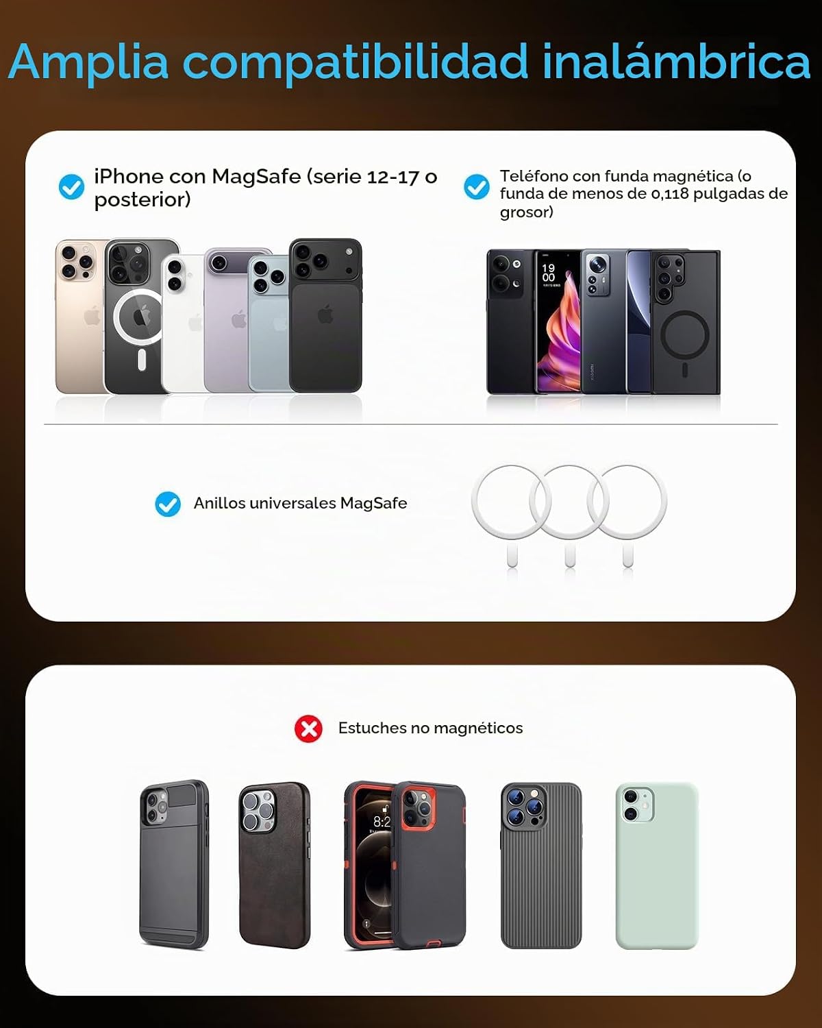 MOMAX Banco de energía inalámbrico magnético de 5000 mAh, cargador...
