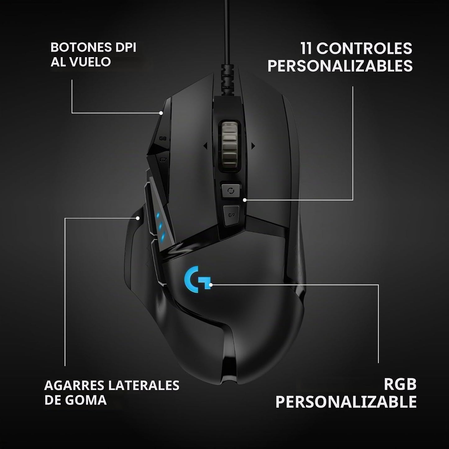 Logitech G Ratón para juegos con cable 502 Hero - Negro | Alto rend...