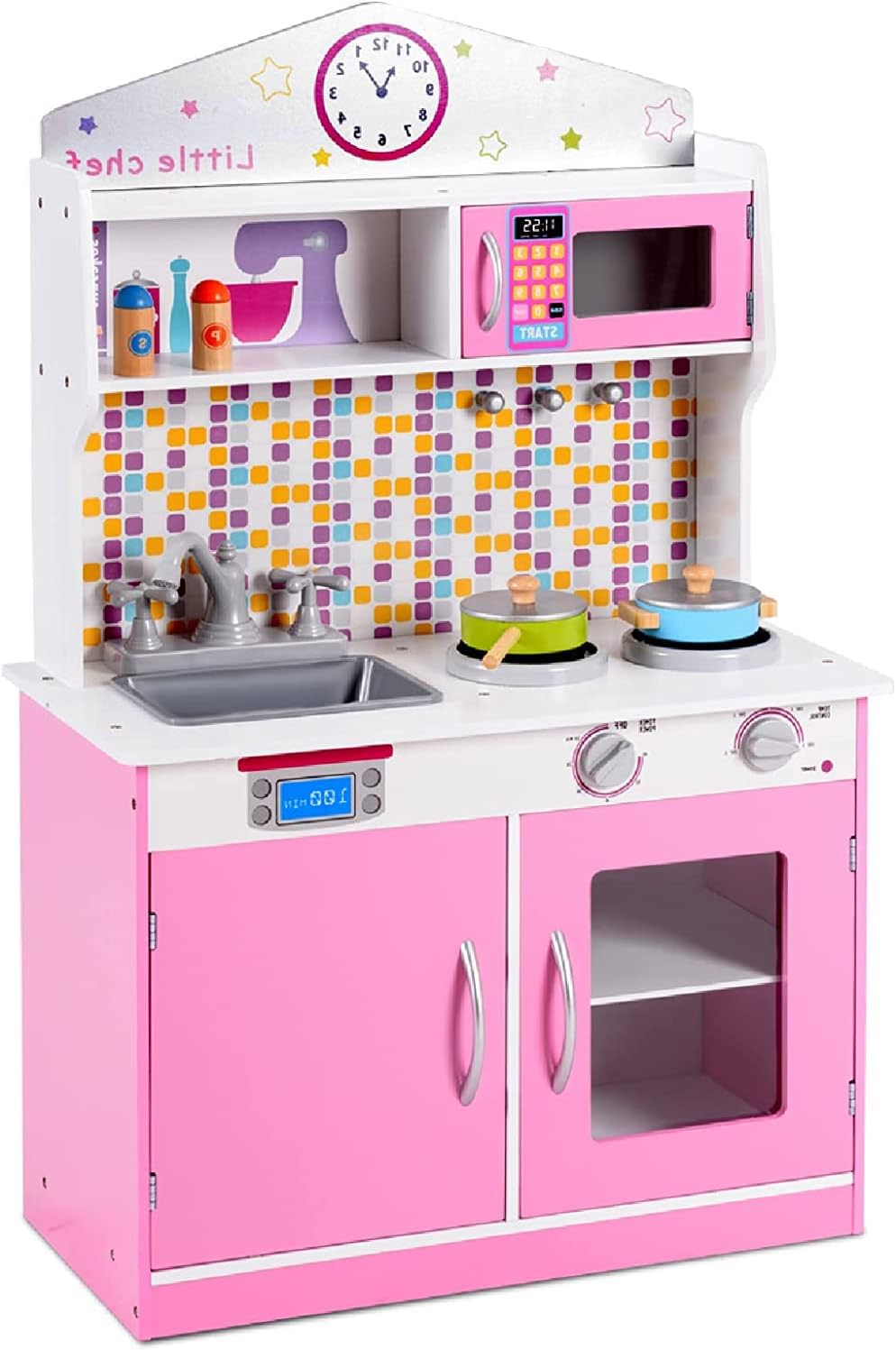 OLAKIDS - Juego de cocina para niños, cocina de madera para niños p...