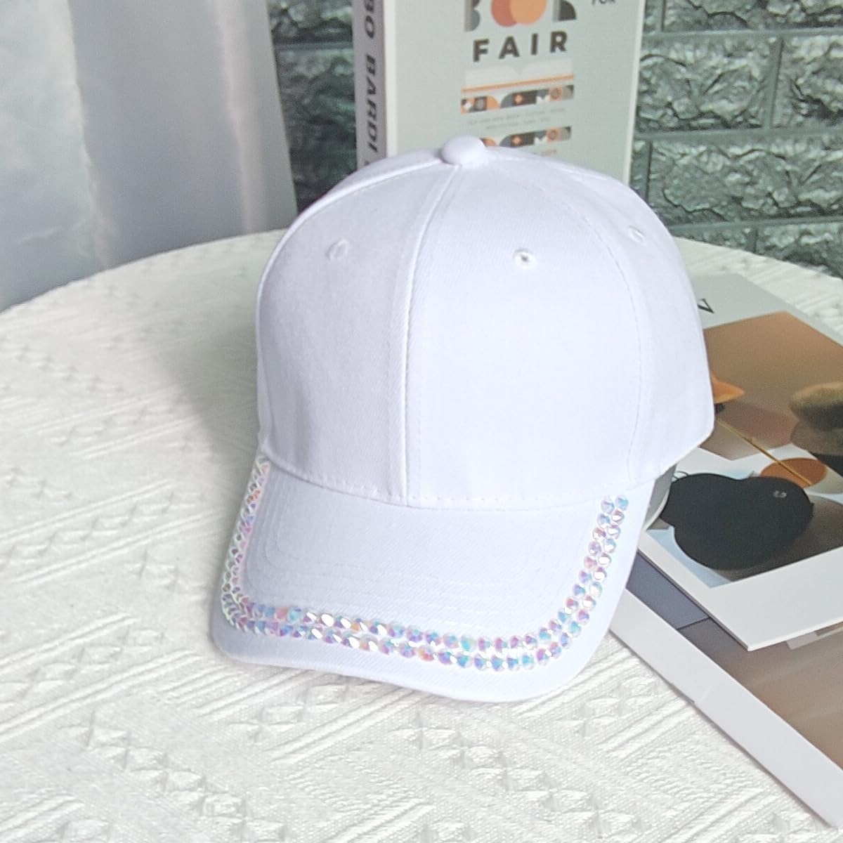 BUDUBIBI Gorra de béisbol con diamantes de imitación para mujer, go...