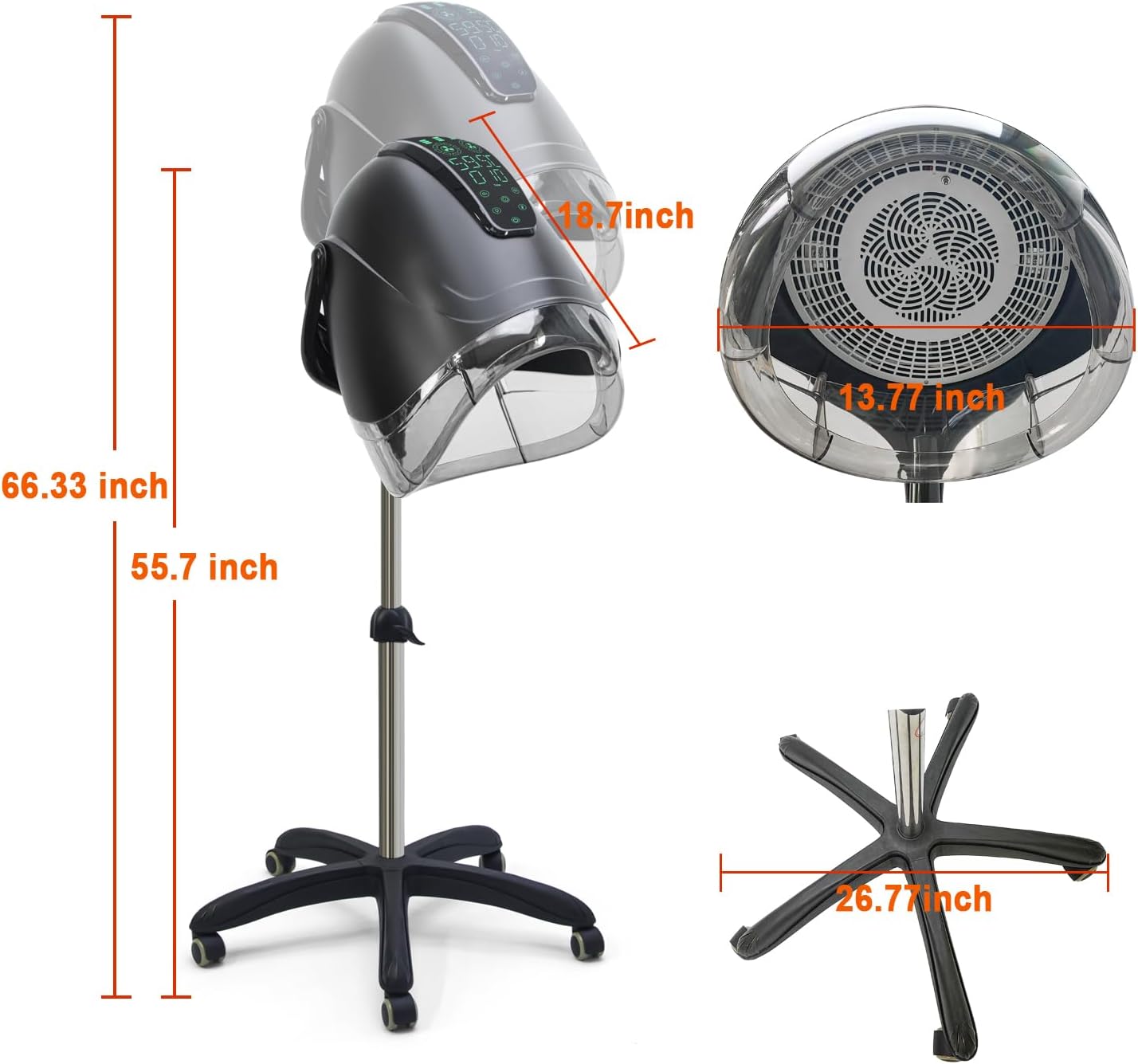Elitzia Ionic ET1717B - Secador de pelo profesional con capucha de...