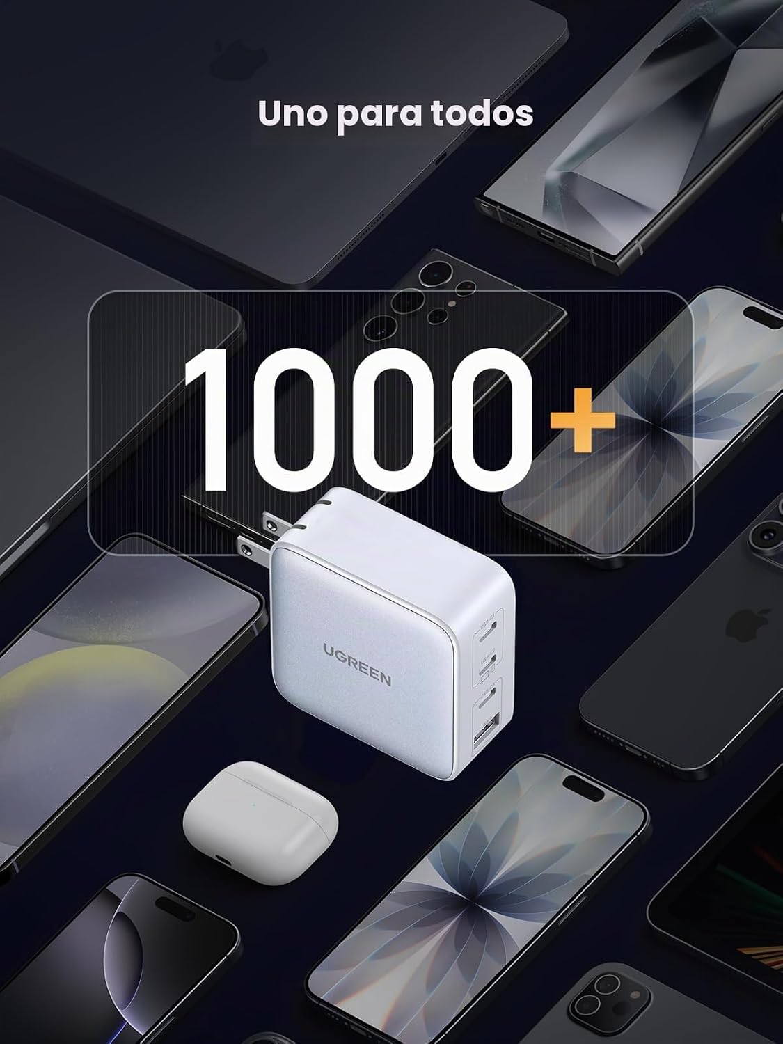 UGREEN Nexode - Cargador USB C GaN de 100 W, adaptador de corriente...