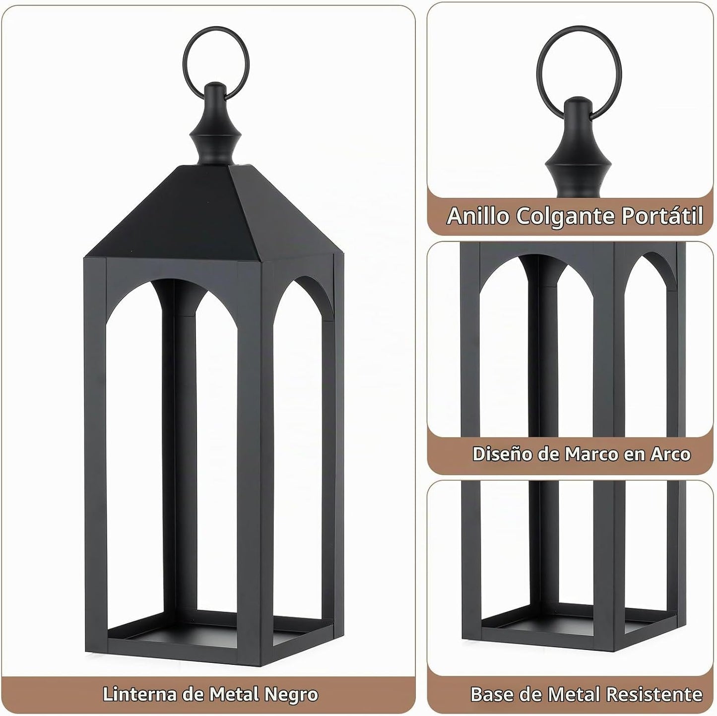 Staymoment Farol de metal negro para exteriores de 17 y 11 pulgadas...