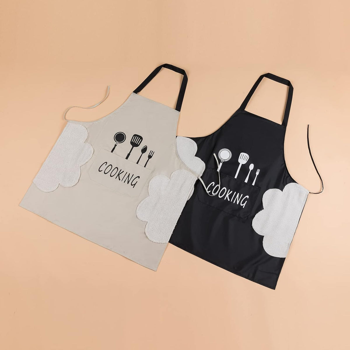 Agirlvct Paquete de 2 delantales de cocina con toallita de mano, re...
