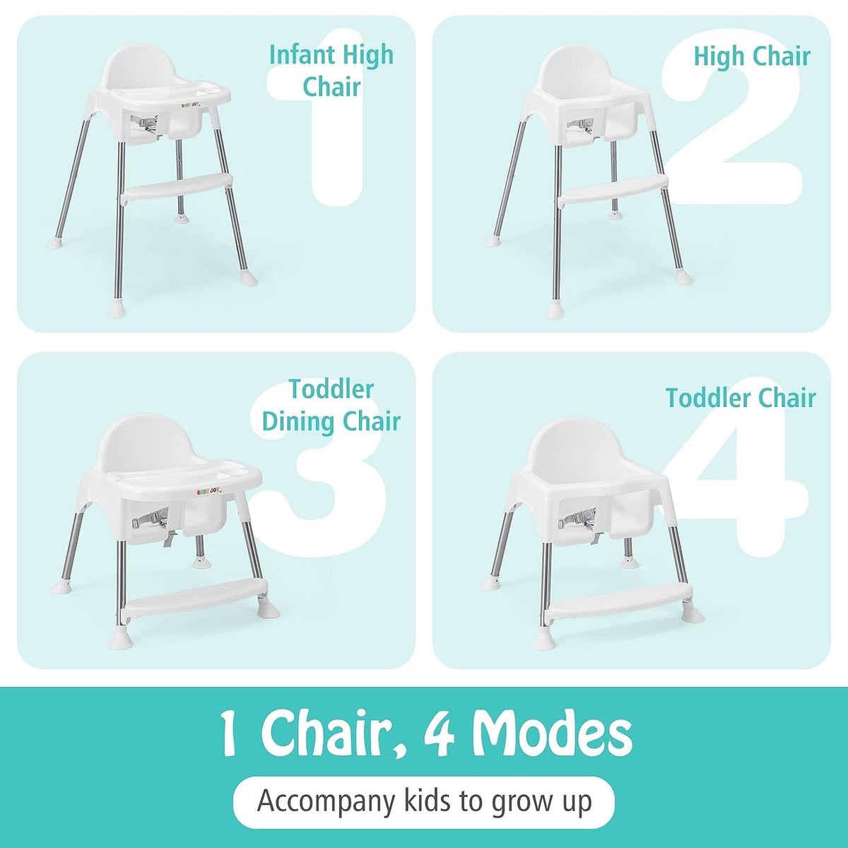 HONEY JOY Silla alta para bebé, silla alta convertible 4 en 1 para...