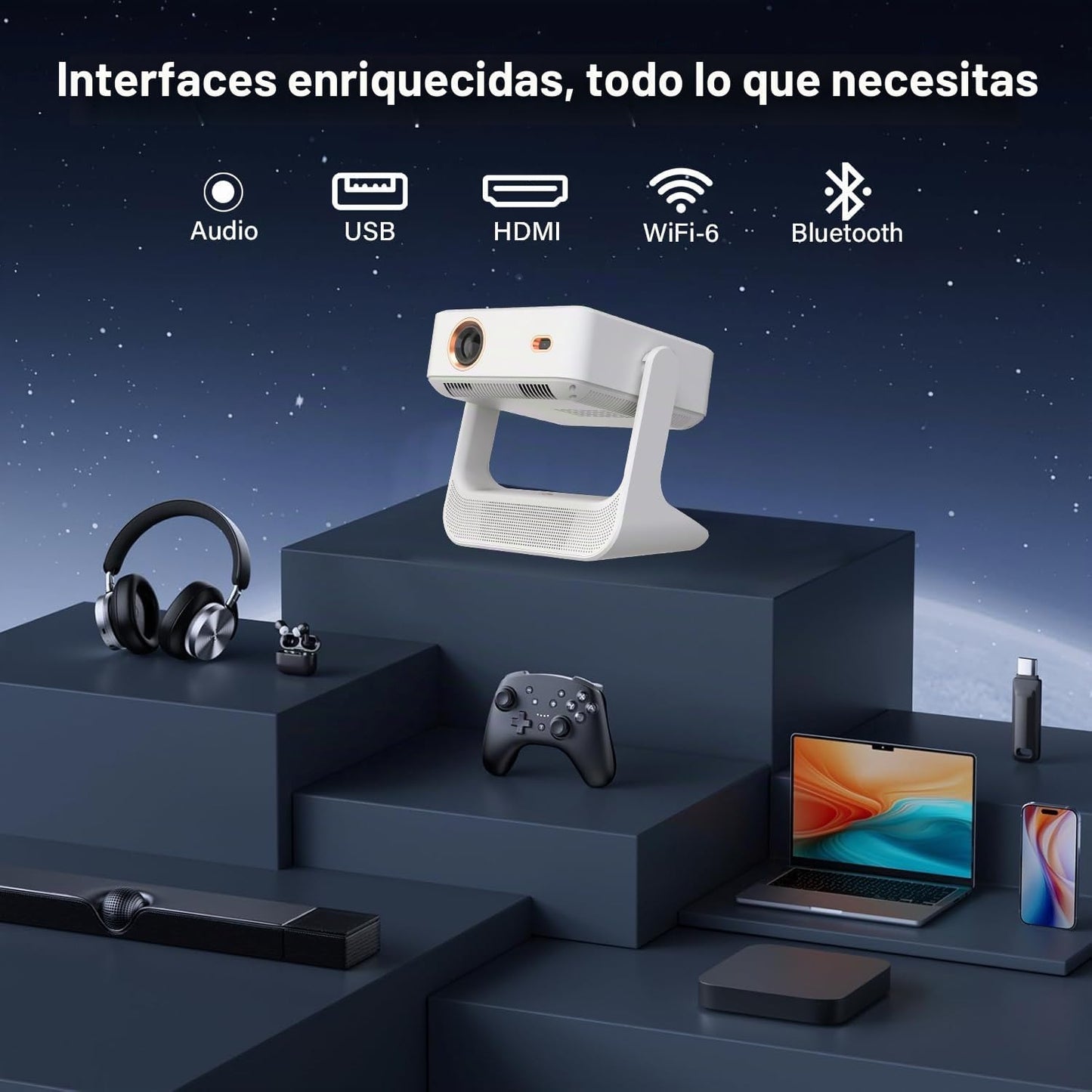 Proyector portátil inteligente con pantalla táctil, A2Ultra 4K comp...