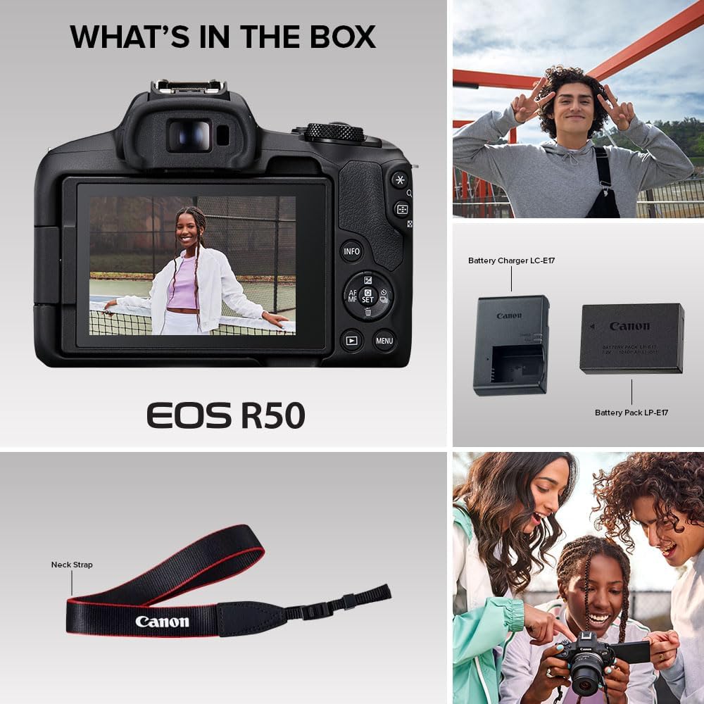 Canon EOS R50 Cámara sin espejo para vlogging (solo cuerpo\/negro),...