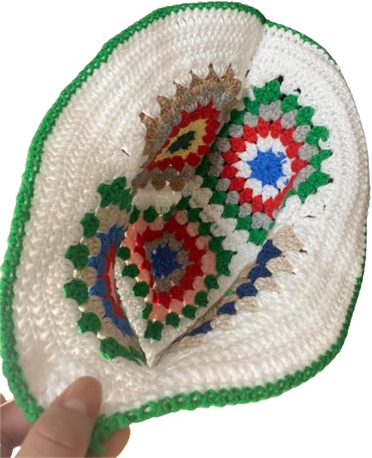 HCBLWY Sombrero de pescador de ganchillo hecho a mano, plegable, go...