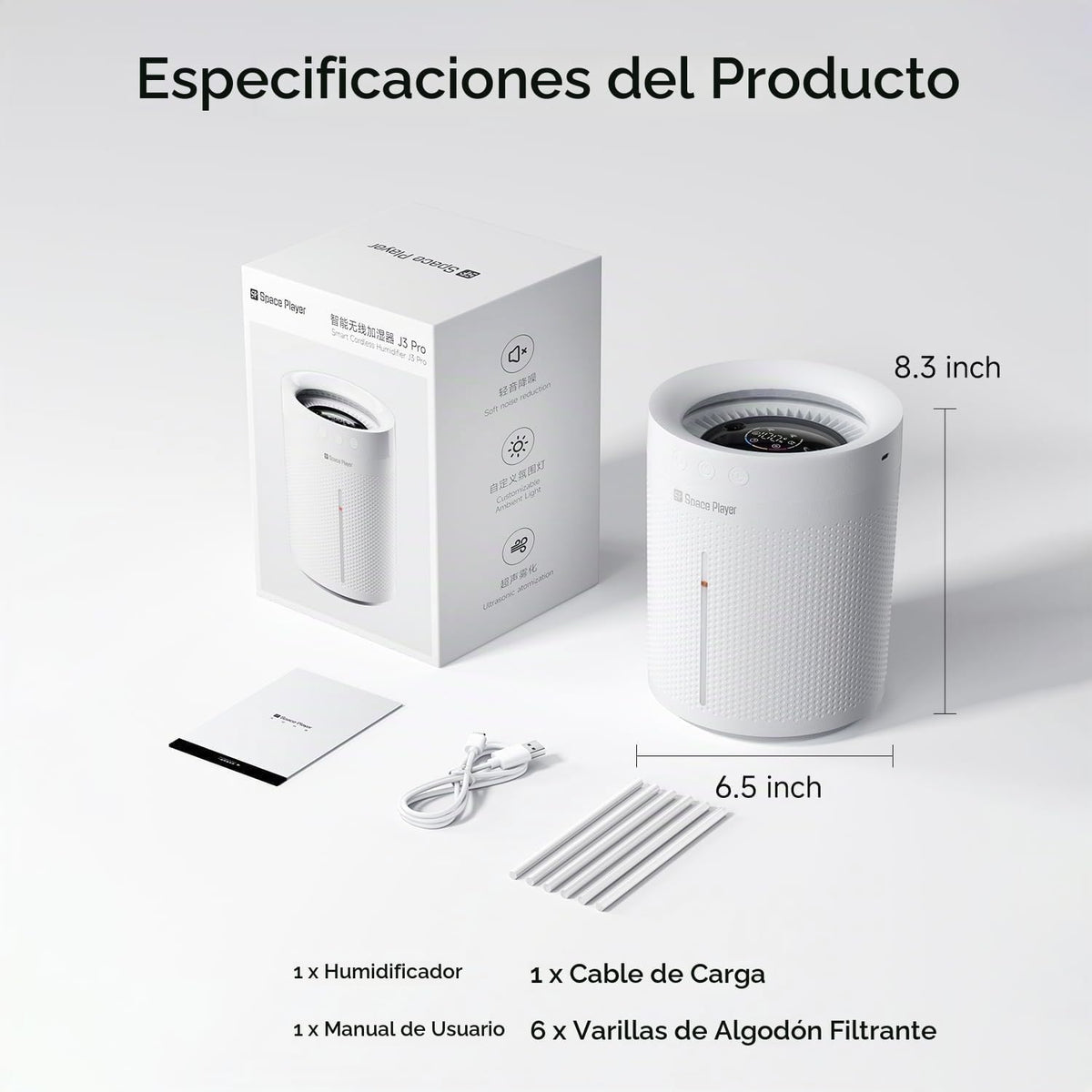 Humidificador de niebla fría Space Player para dormitorio, humidifi...