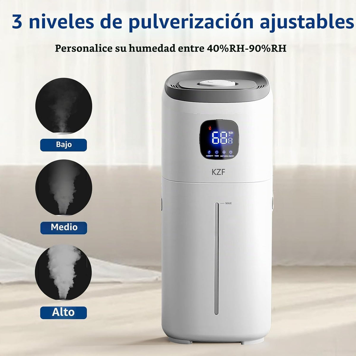 KZF Humidificadores para dormitorio, humidificador de habitación gr...