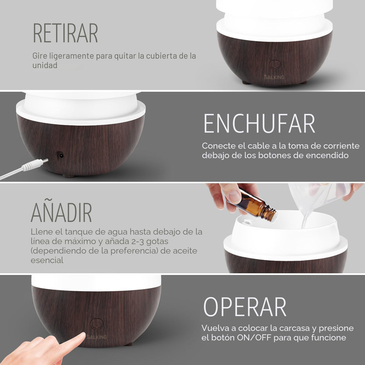 SALKING Difusor de Aceites Esenciales, Difusor de Aromaterapia Pequ...