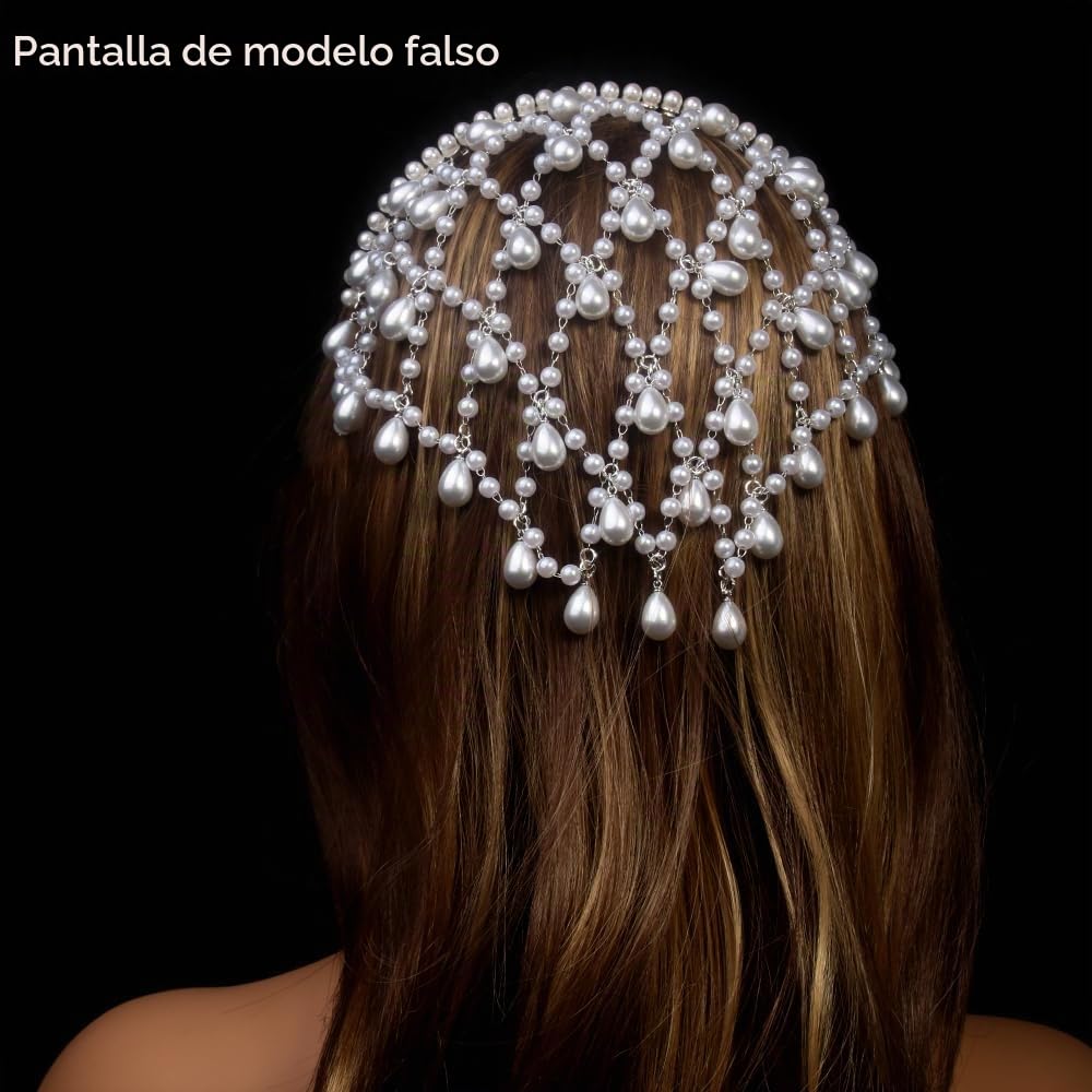 STONEFANS Accesorios plateados para el cabello, tocado de hada de p...