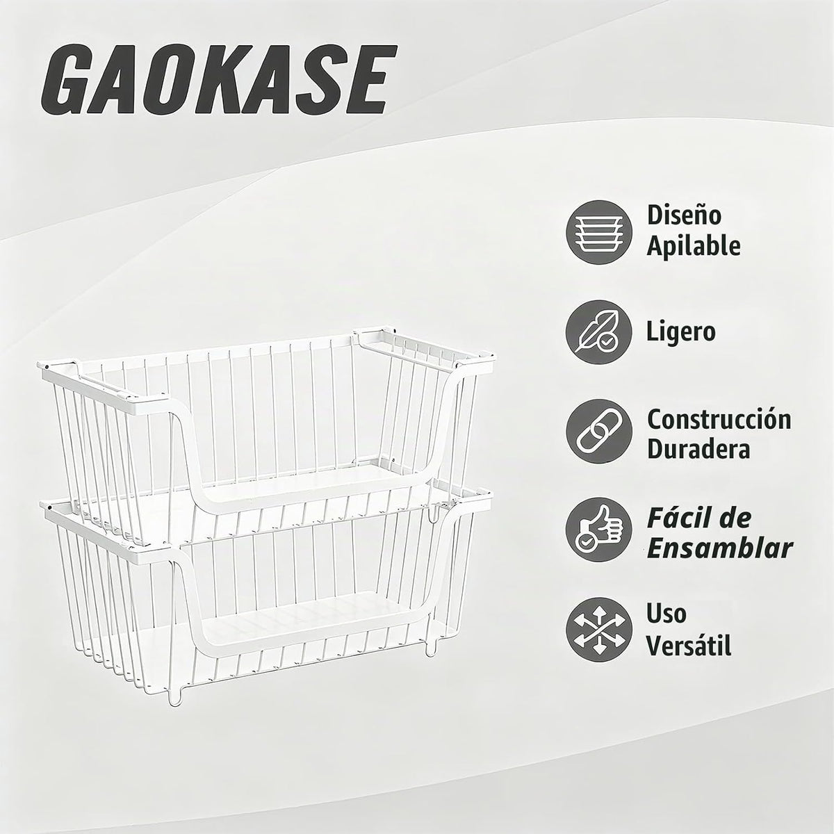 GAOKASE 6 cestas apilables de alambre para organizadores y almacena...