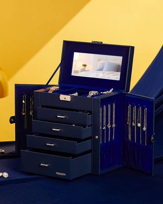 Homde - Joyero grande para mujer: organizador de 5 capas con cerrad...