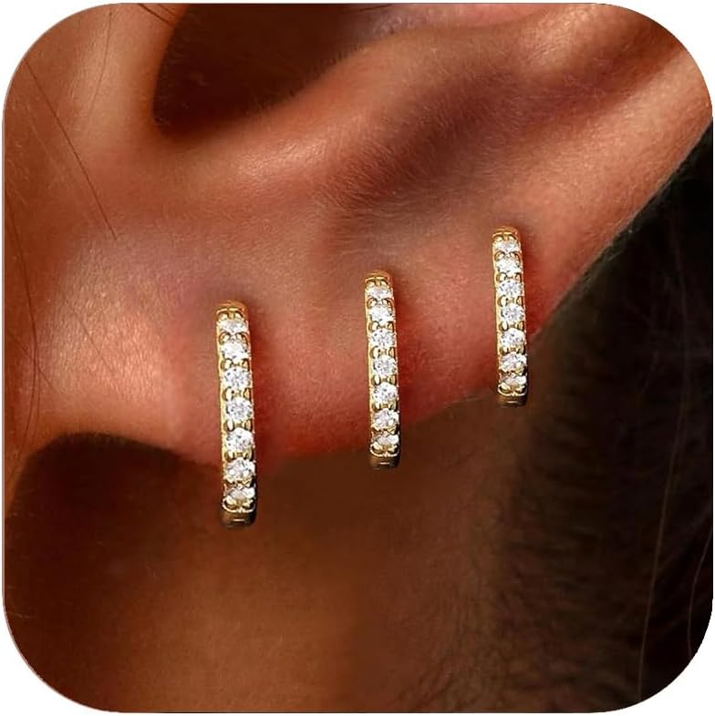 5 pares de pendientes de aro chapados en oro de 14 quilates para mu...