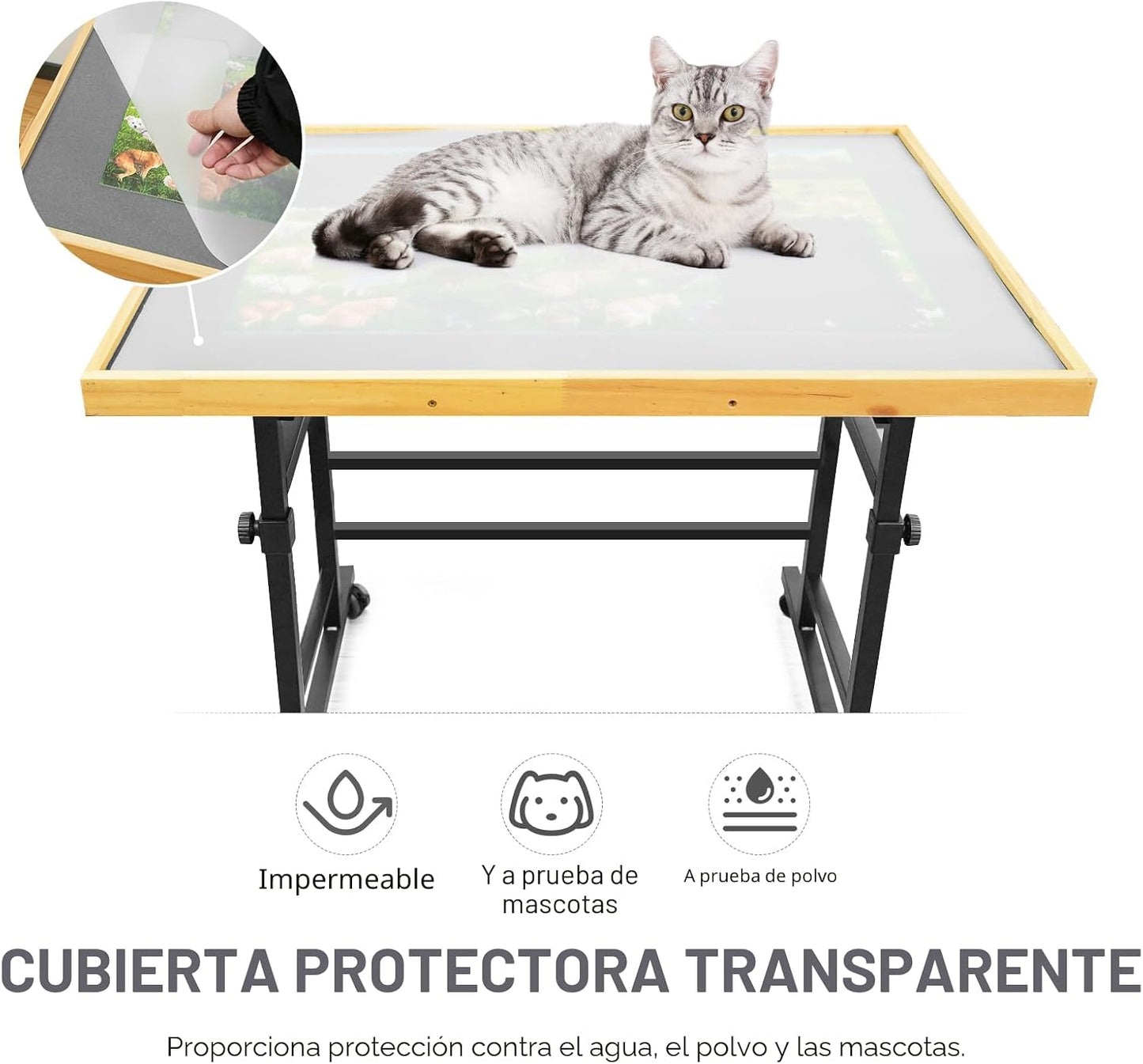 BuilderButler Mesa de rompecabezas de 2000 piezas con ruedas, cajon...