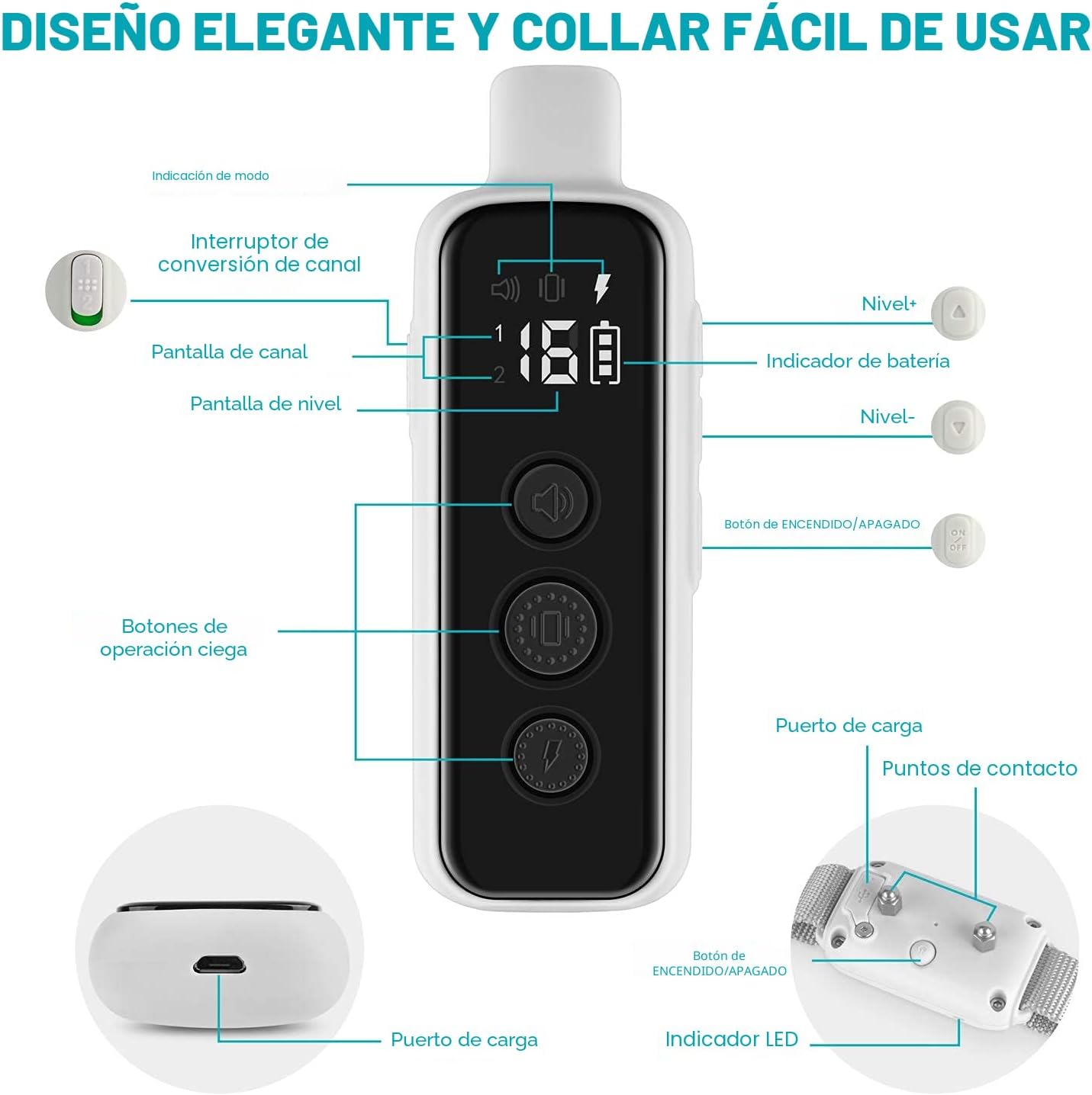 Bousnic Collar de Descarga para Perros \u2013 Collar de Entrenamien...