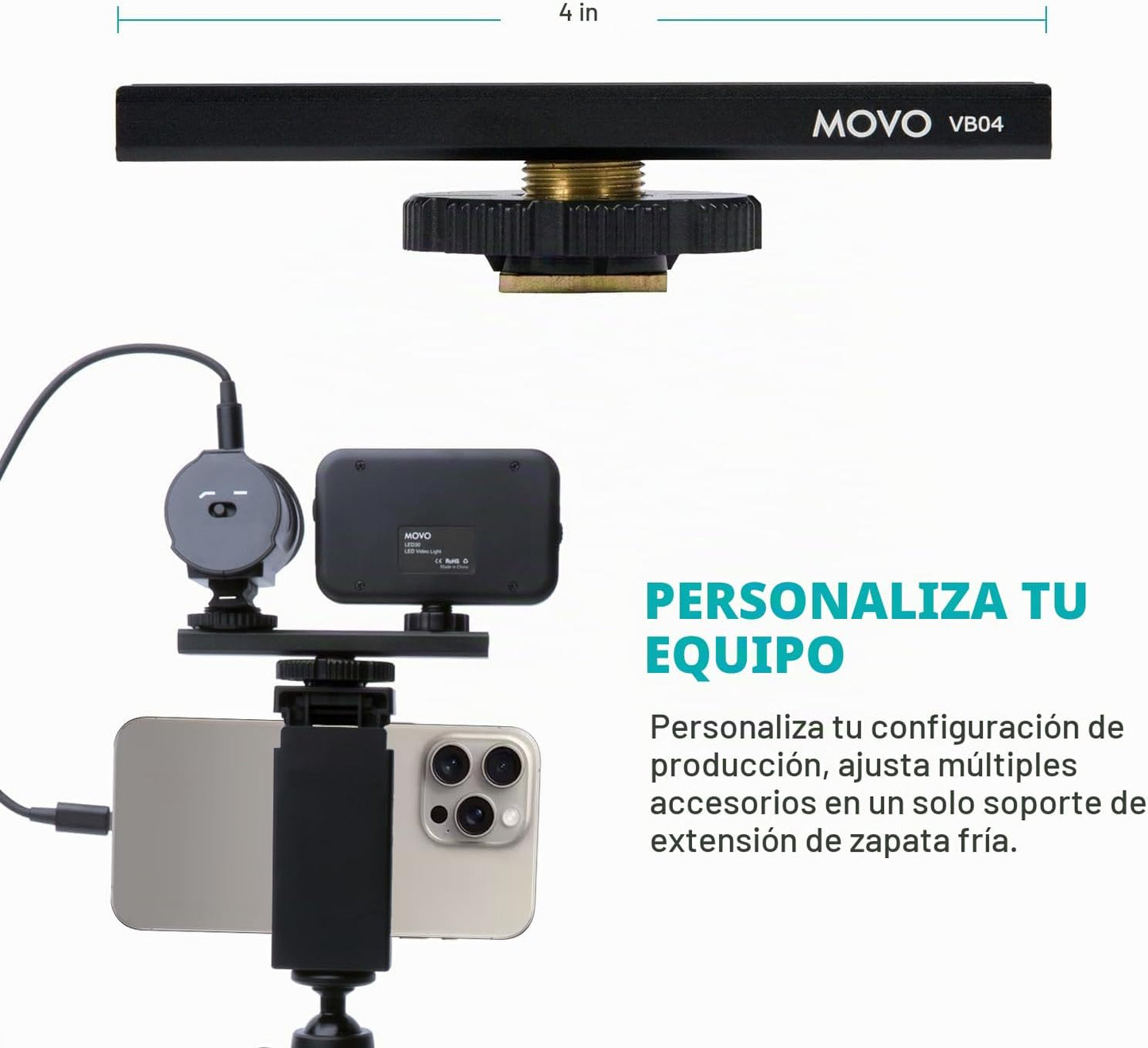 Kit de vlogging Movo USB-C para iPhone 15 con trípode de tamaño com...