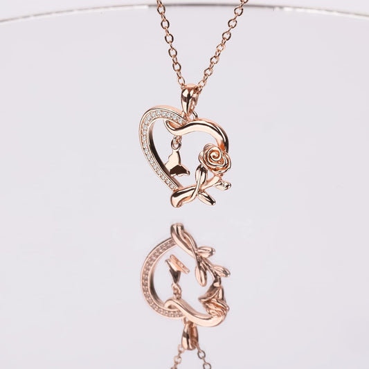 Alsanix - Collar de Corazón para Mujer, Plata de Ley\/Chapado en Or...