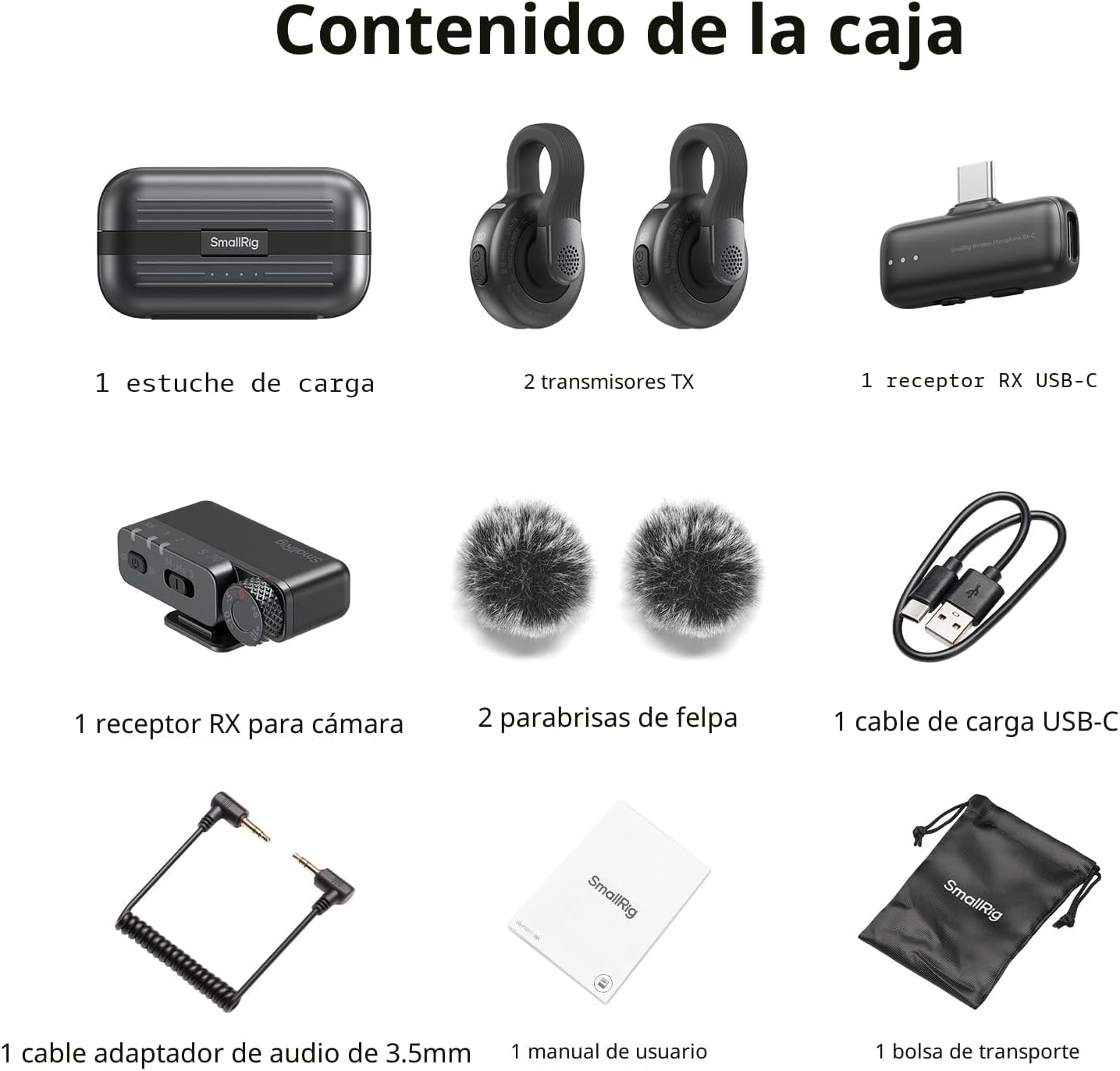 Micrófono inalámbrico SmallRig S70 (2 TX + 2 RX + estuche de carga)...