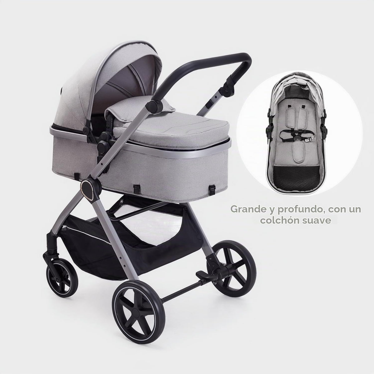 LORTSYBAB Cochecito de bebé 2 en 1, cochecito convertible para reci...