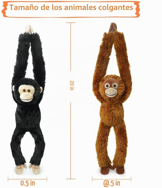 Hideekoog Animales de peluche de orangután colgantes, 2 juguetes de...