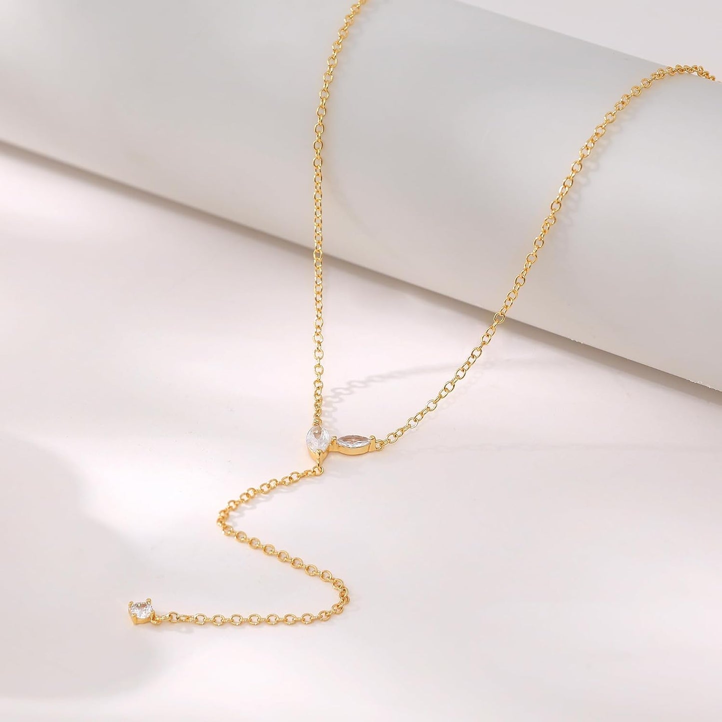 FUCJOEE Collar de oro para mujer, delicado collar largo de Lariat c...