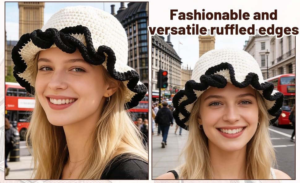 URTERYSER Sombrero, Sombrero de Cubo de Ganchillo para Adultos Hech...