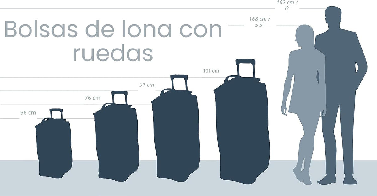 Rockland Bolsa de lona con ruedas, negra, 22"