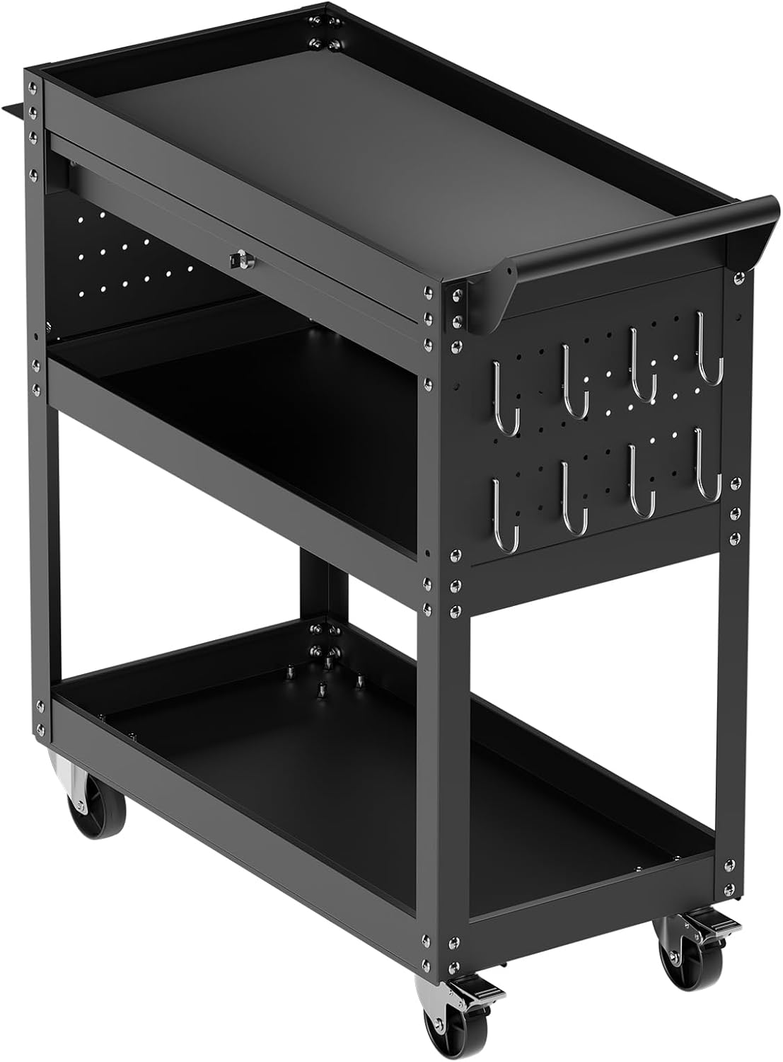 VEVOR Carro de herramientas de 4 niveles con ruedas, capacidad de c...