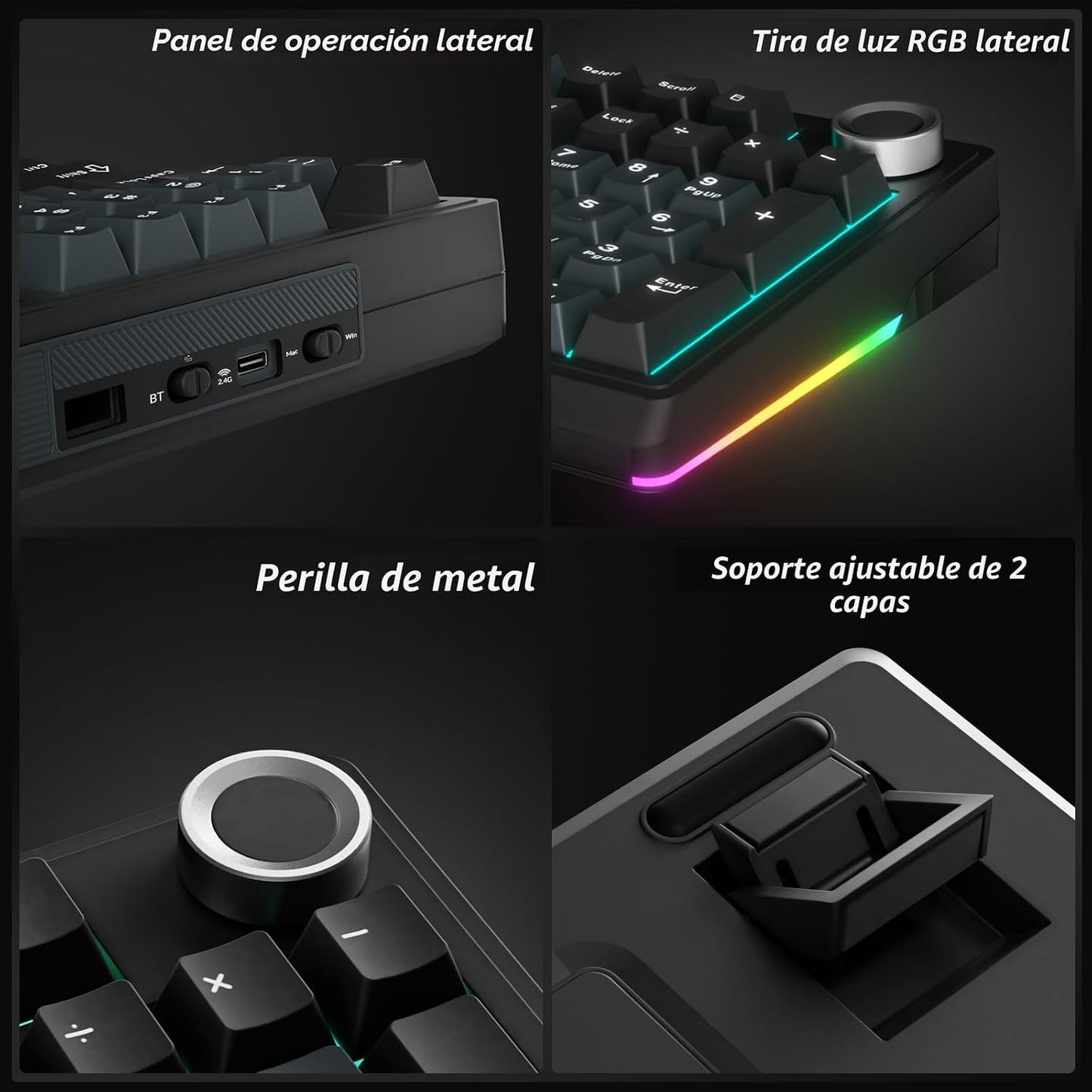 SOLAKAKA KI99 Pro Teclado mecánico inalámbrico con interruptor sile...