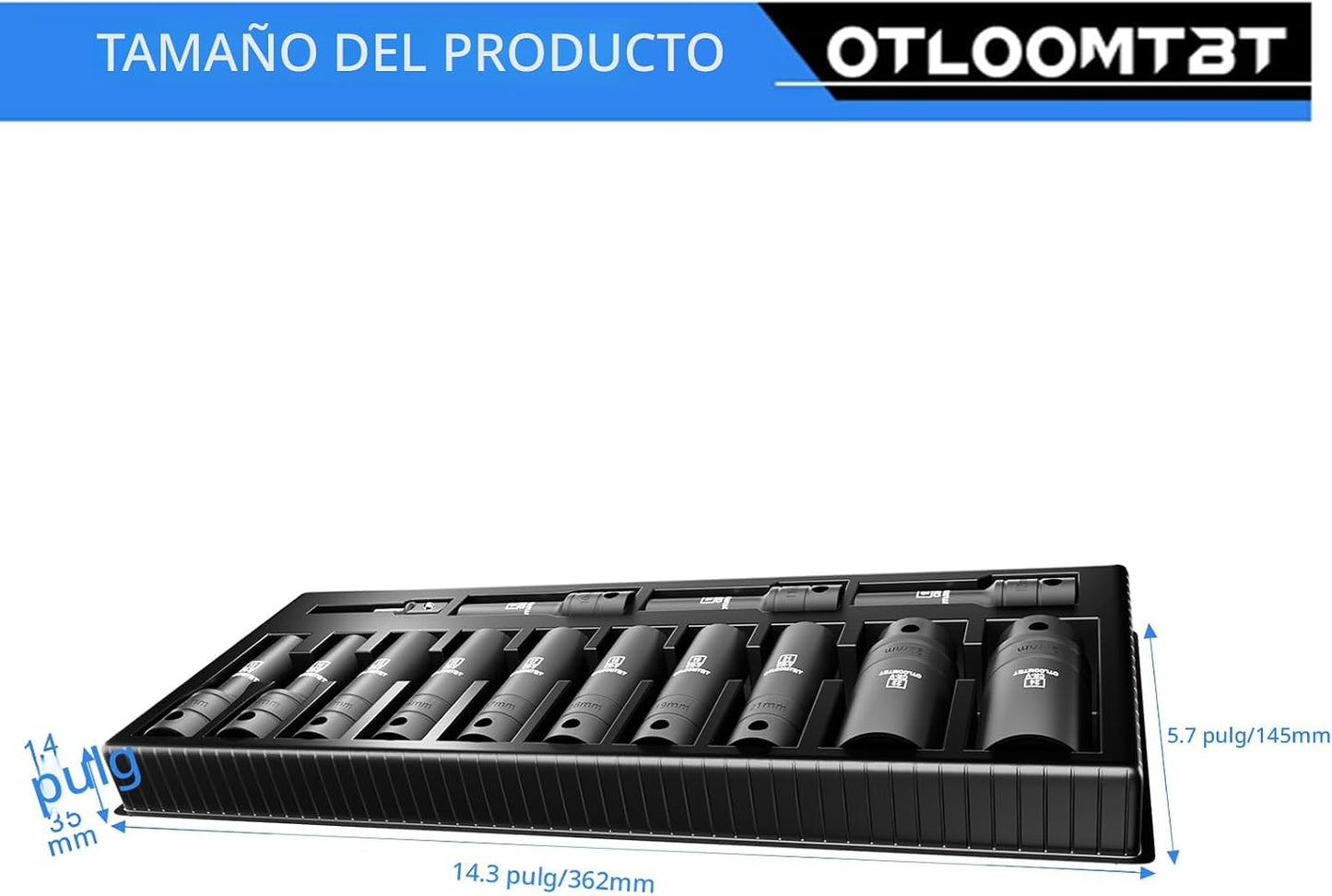 OTLOOMTBT Juego de llaves de impacto de 1\/2", profundidad métr...