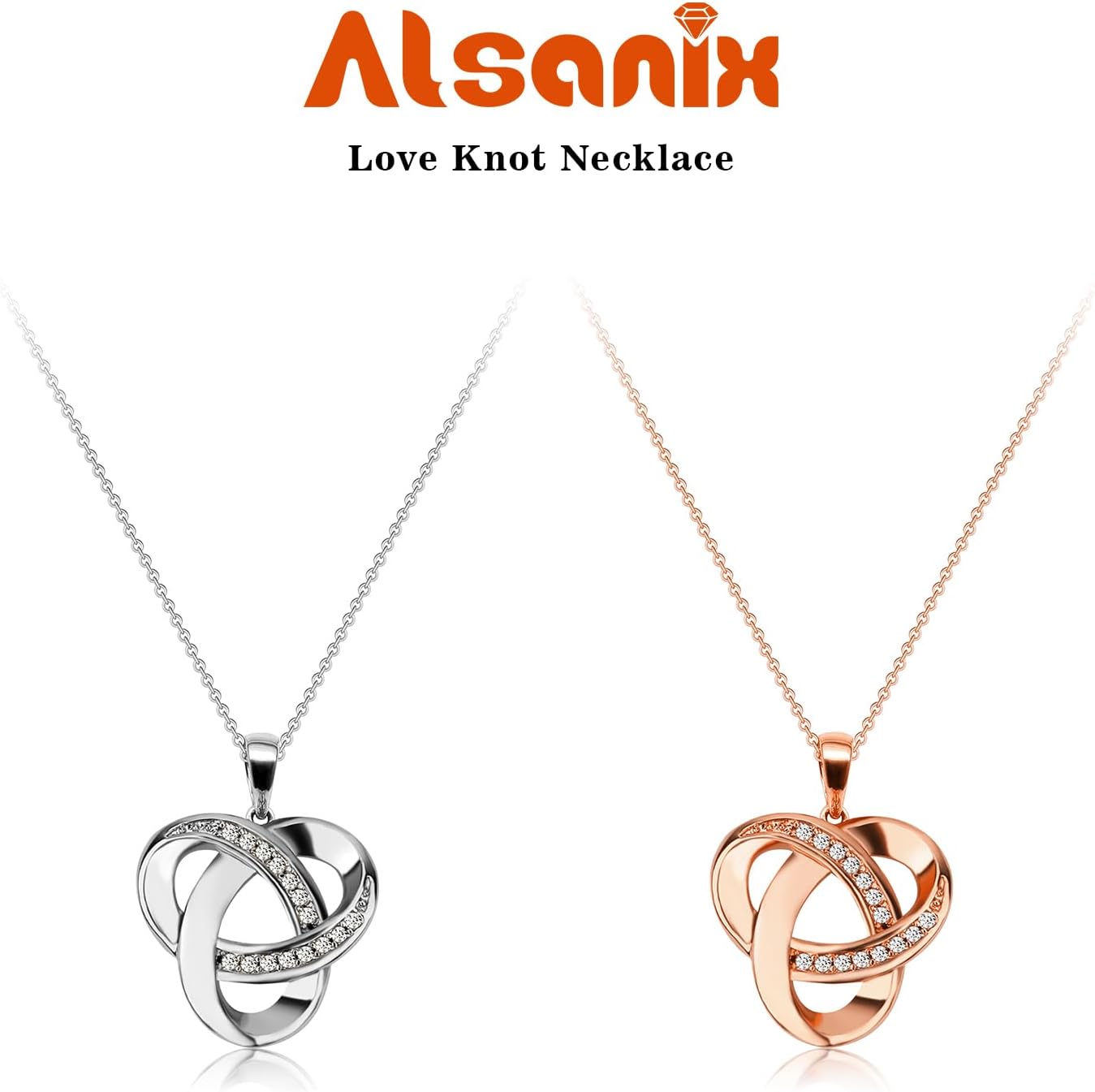 Collar de nudo de amor Alsanix, collar colgante de nudo de amor con...