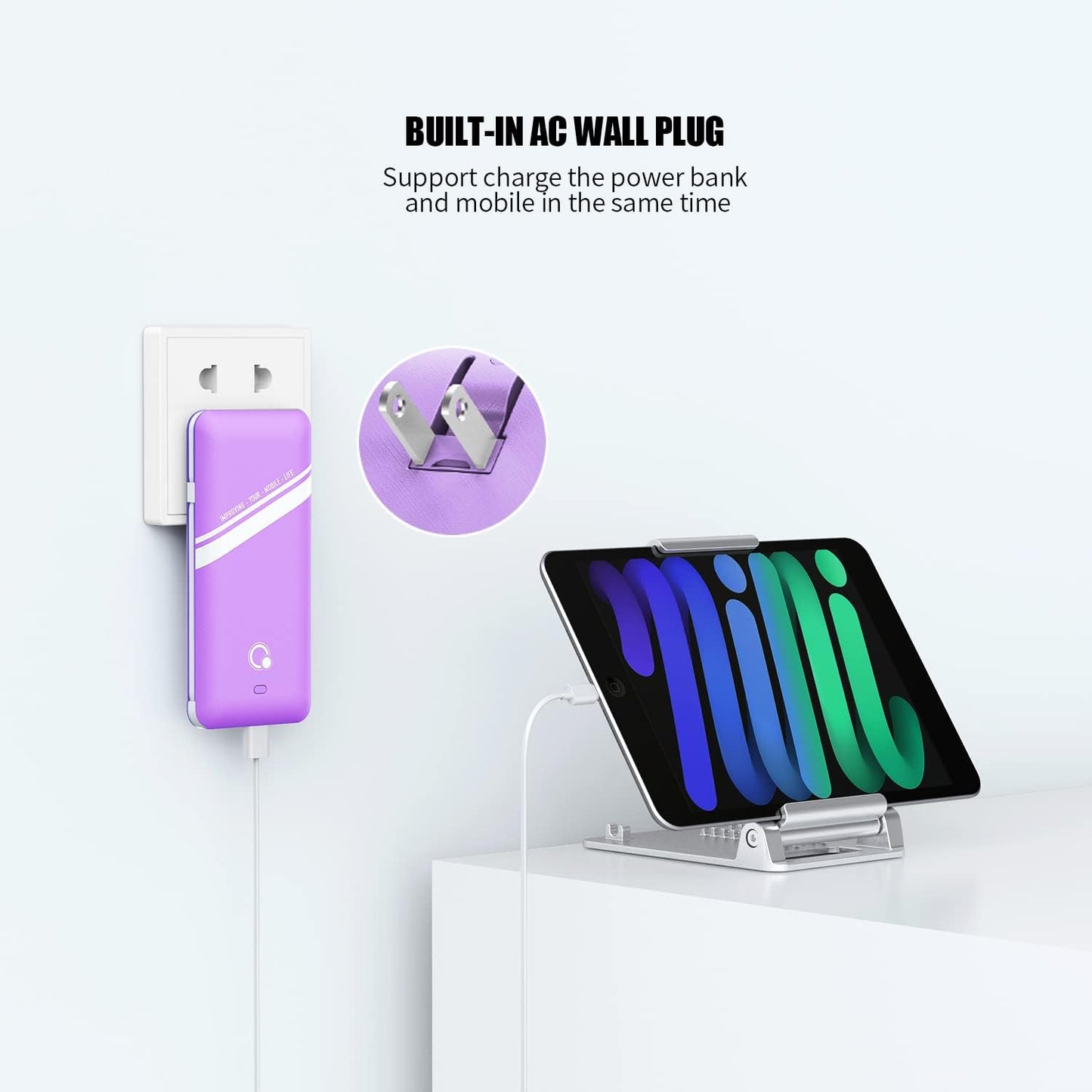 Cargador portátil Q Slim de 10000 mAh, batería externa de 4 salidas...