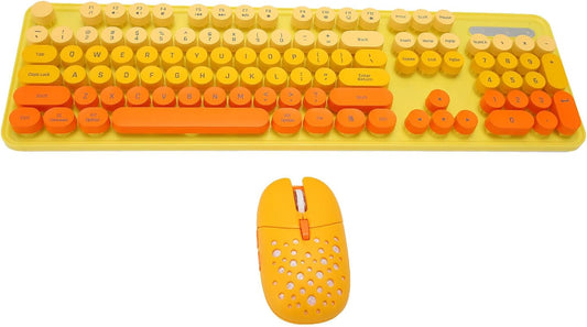 Combo de teclado y mouse inalámbricos, teclado retro de tamaño comp...