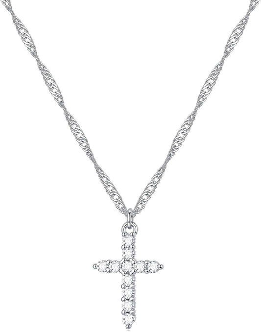 JPLJMM Collar de cruz de plata de ley S925 para mujer – Collar con...