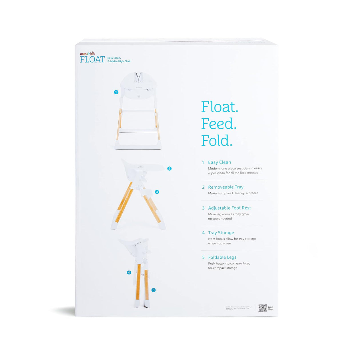 Munchkin Float - Silla alta para bebés y niños pequeños, plegable p...