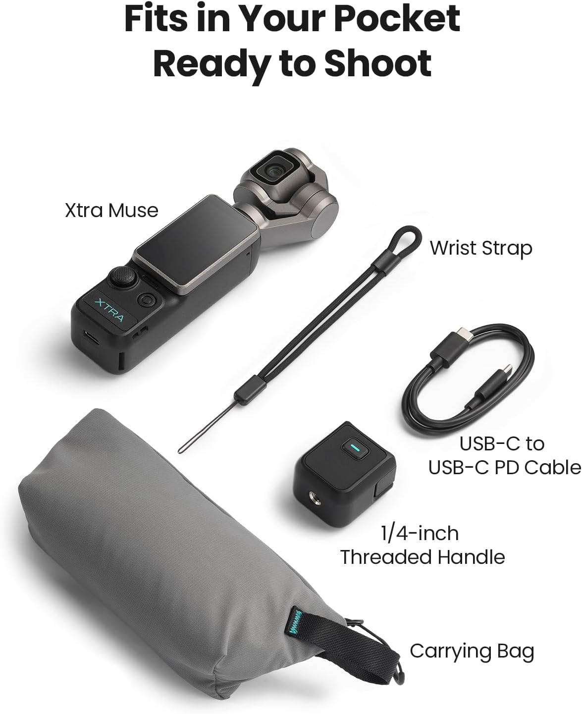 Xtra Muse con mini trípode combo, cámara de vlogging con videos CMO...