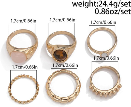 IQIC Anillos gruesos de oro para mujer, juego de anillos de plata a...