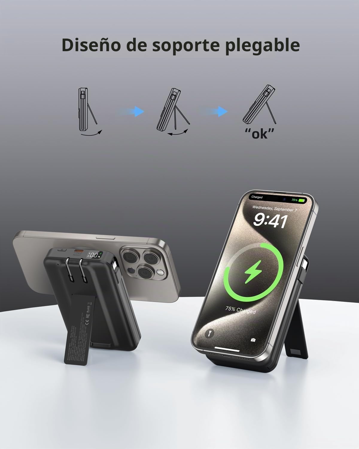 para Magsafe Cargador Portátil Magnético, Batería Externa Inalámbri...