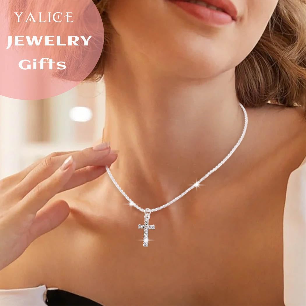 Yalice Collar brillante de plata de ley 925 con cadena delicada en...