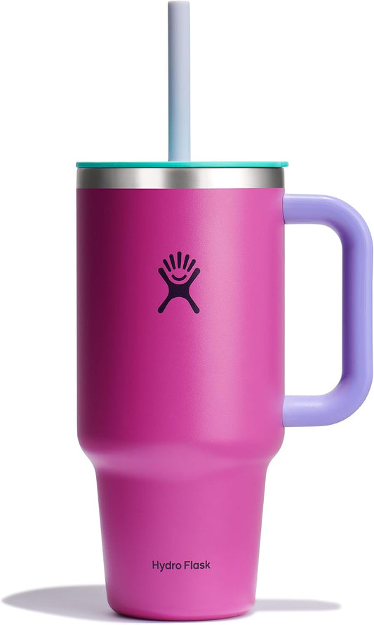Hydro Flask Vaso de viaje de 40 onzas con asa, tapa y pajita - Acer...