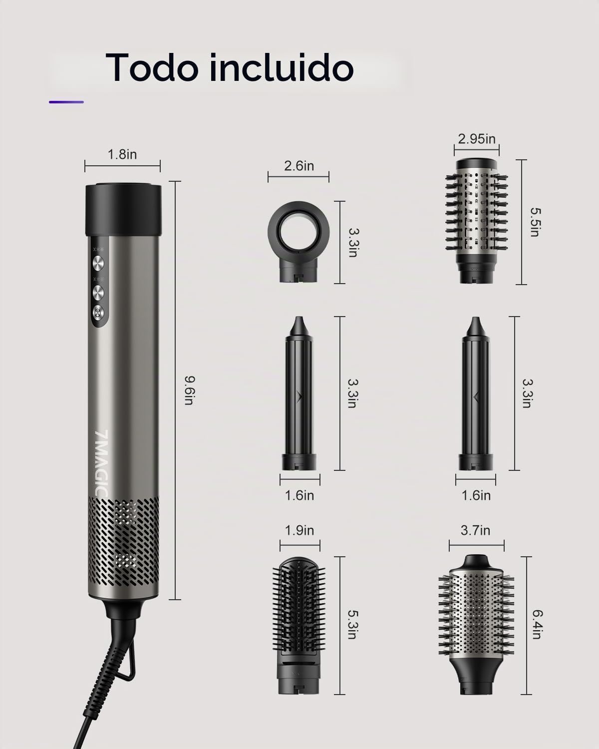 7MAGIC 6 en 1 Multi Hair Styler & Cepillo Secador de Pelo de Al...