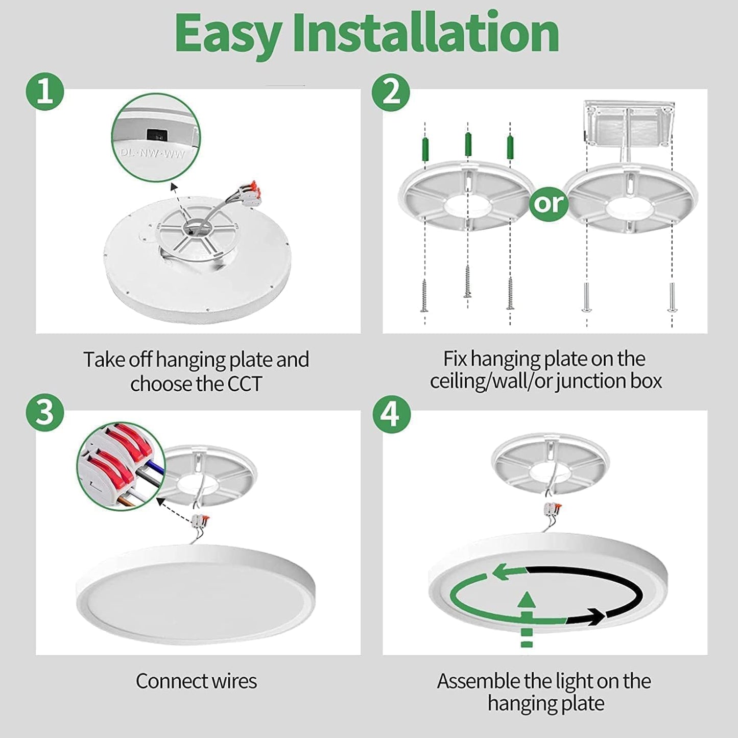 6PK - Lámpara LED de techo empotrada de 12 pulgadas, 24 W, 2520 LM,...