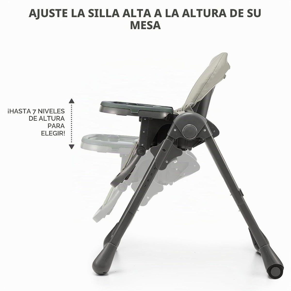 Kinderkraft Tummie - Silla alta 2 en 1, color gris | Ergonómico, re...