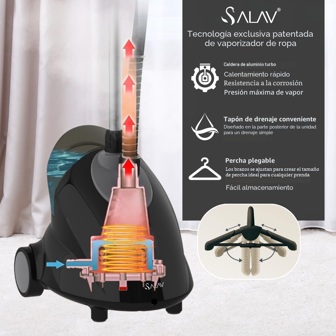 SALAV GS18-DJ Vaporizador de Ropa Vertical con Ruedas para Fácil Mo...