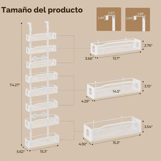 Delamu Organizador de despensa de 8 niveles sobre la puerta, 2 en 1...