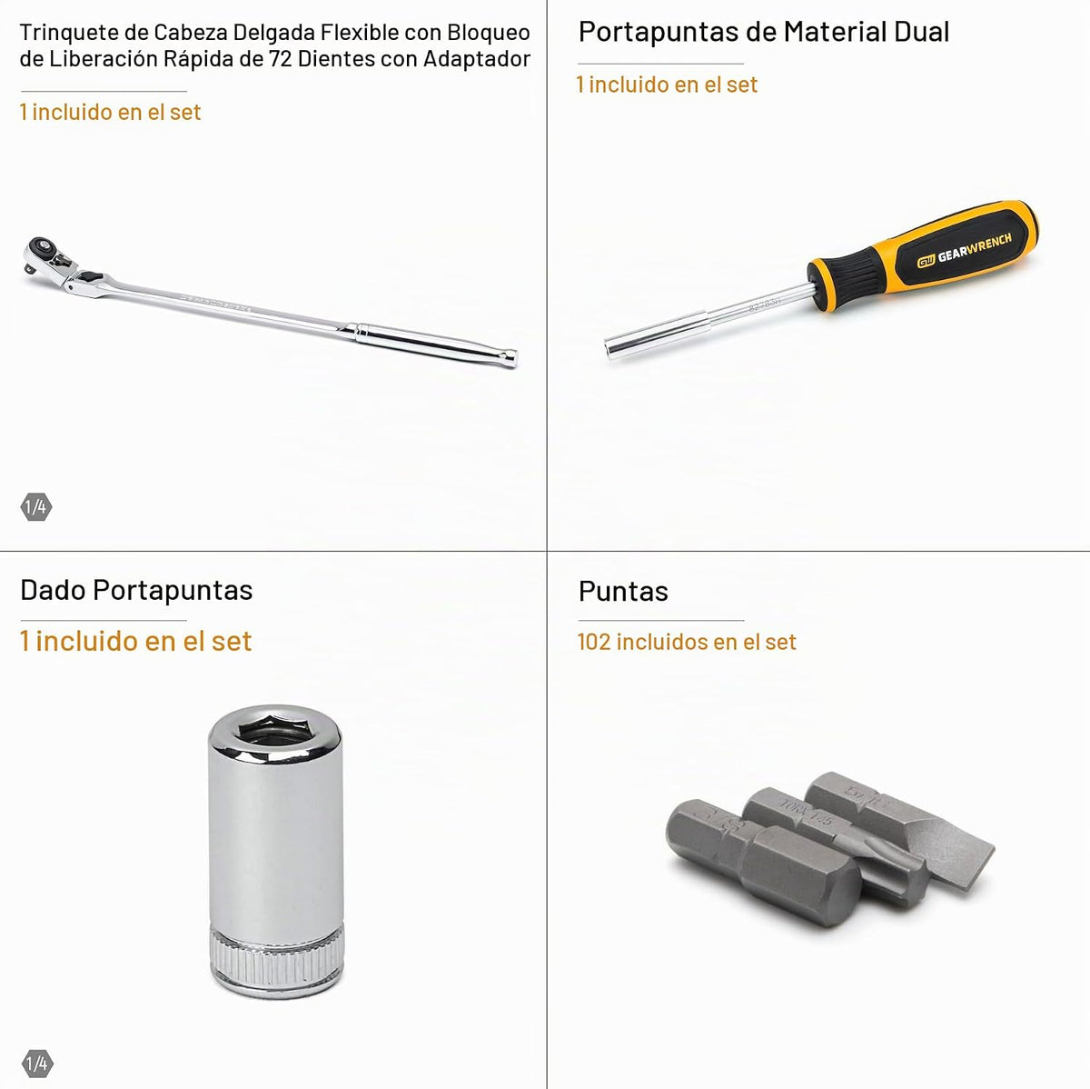 GEARWRENCH Juego de 105 herramientas para mecánicas con guía de 0.6...