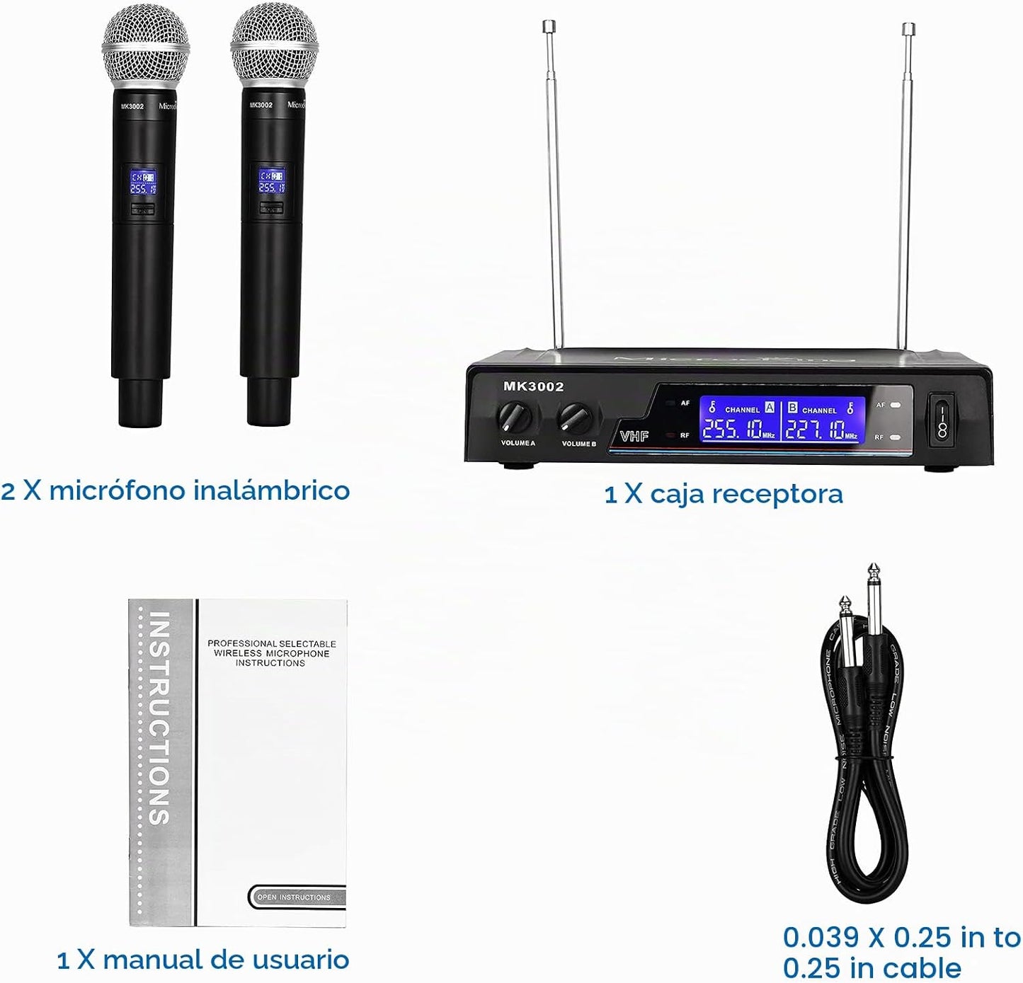 MicrocKing Sistema de micrófono inalámbrico, micrófonos dinámicos d...